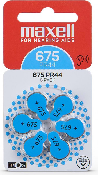 Maxell Zinc-Air 6x PR675 (PR44) (Hörgeräte/Hearing Aid)